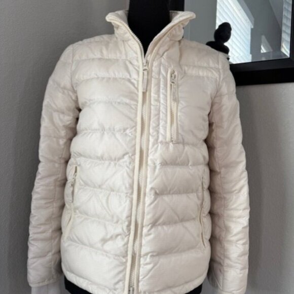 J CREW Ivory Cream Lightweight Down Puffer Winter Jacket Coat XS - Picture 2 of 15